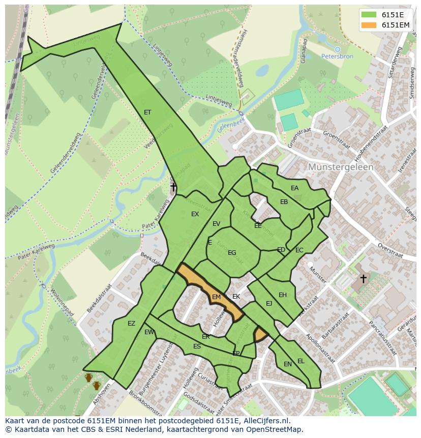 Afbeelding van het postcodegebied 6151 EM op de kaart.