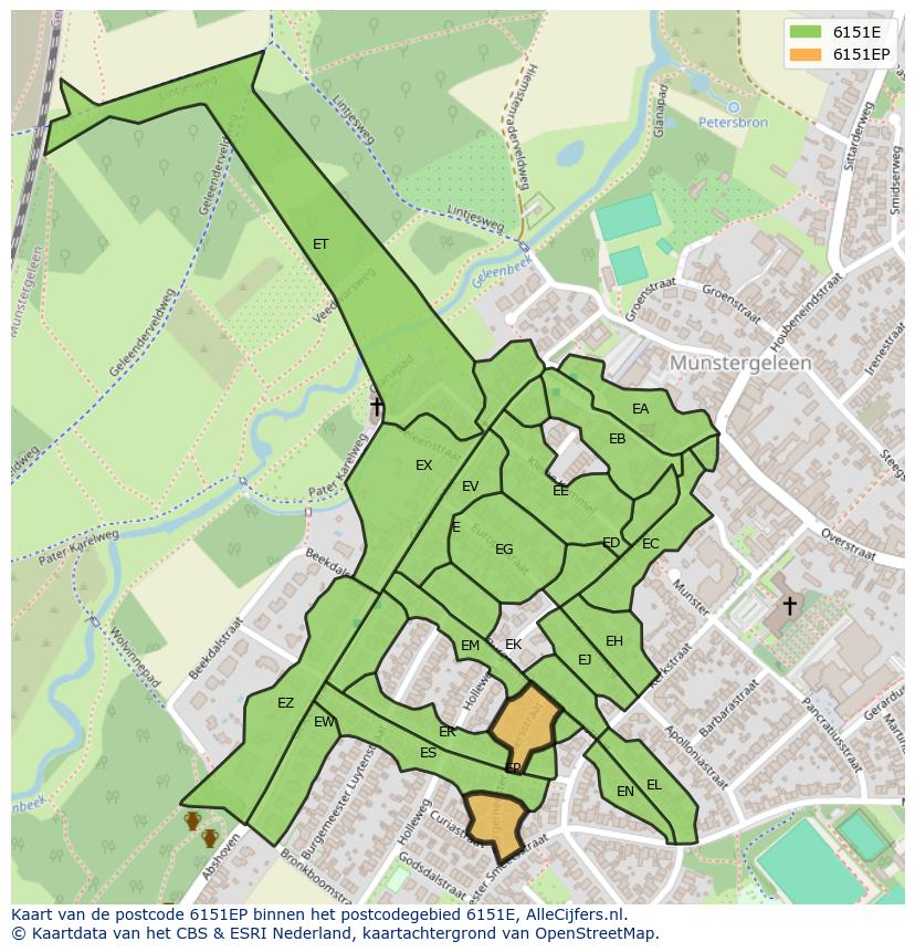 Afbeelding van het postcodegebied 6151 EP op de kaart.