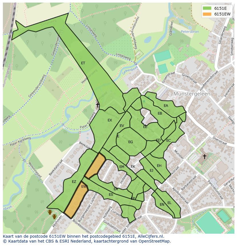 Afbeelding van het postcodegebied 6151 EW op de kaart.