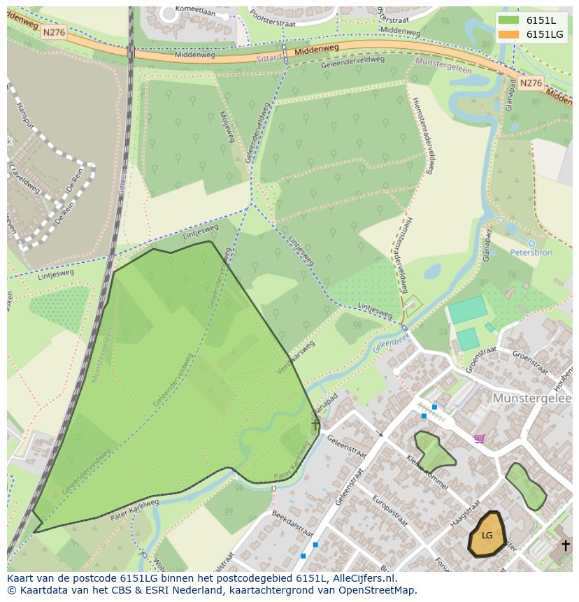Afbeelding van het postcodegebied 6151 LG op de kaart.