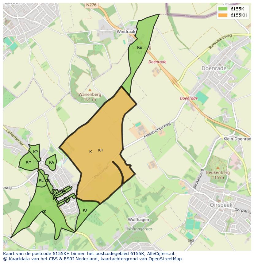 Afbeelding van het postcodegebied 6155 KH op de kaart.