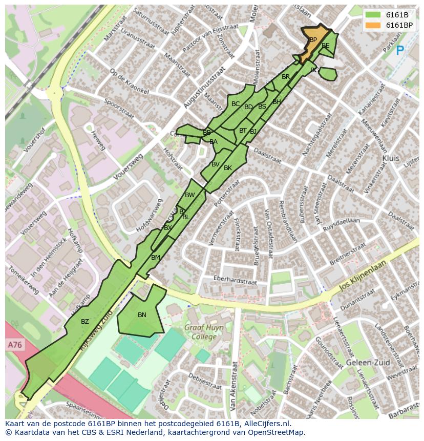 Afbeelding van het postcodegebied 6161 BP op de kaart.