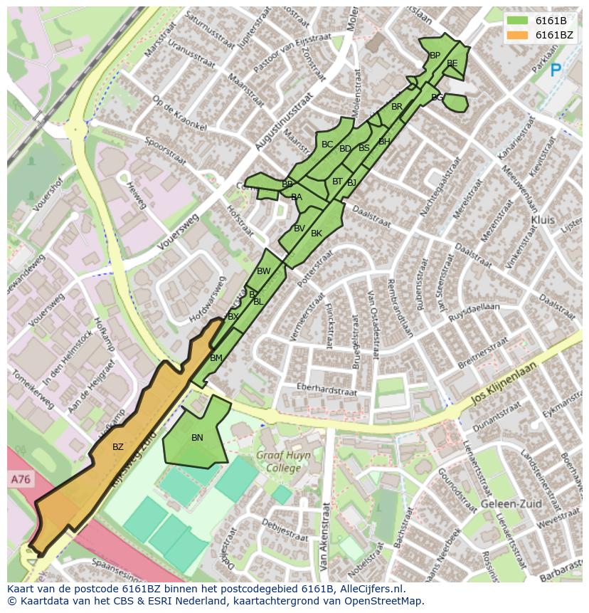 Afbeelding van het postcodegebied 6161 BZ op de kaart.