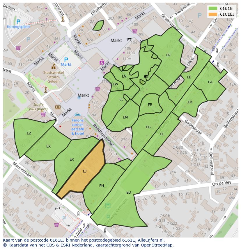 Afbeelding van het postcodegebied 6161 EJ op de kaart.