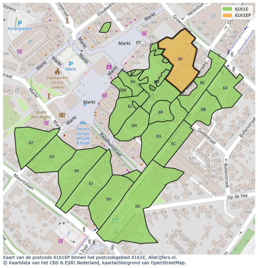 Afbeelding van het postcodegebied 6161 EP op de kaart.