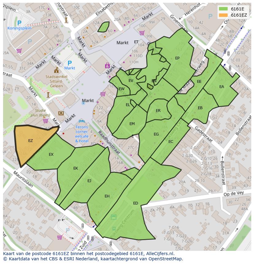 Afbeelding van het postcodegebied 6161 EZ op de kaart.