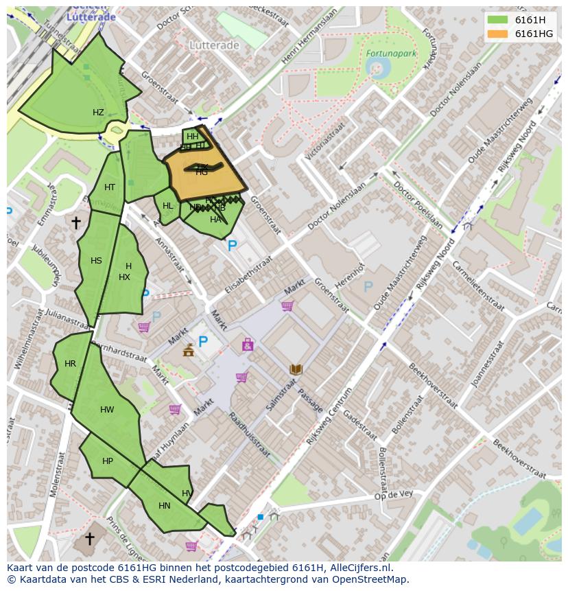 Afbeelding van het postcodegebied 6161 HG op de kaart.