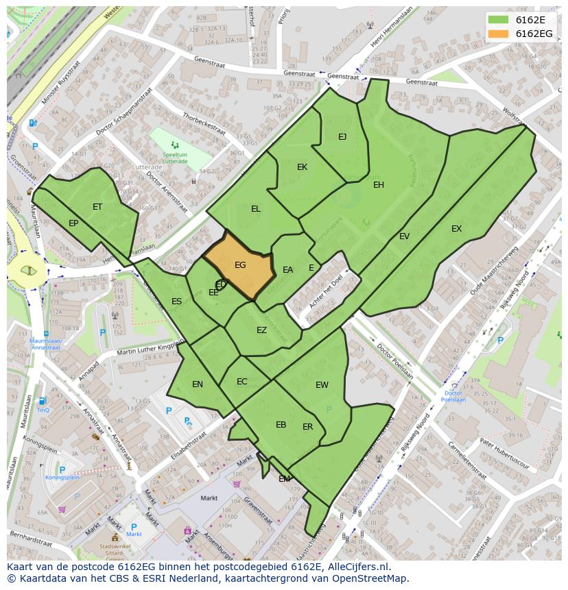 Afbeelding van het postcodegebied 6162 EG op de kaart.