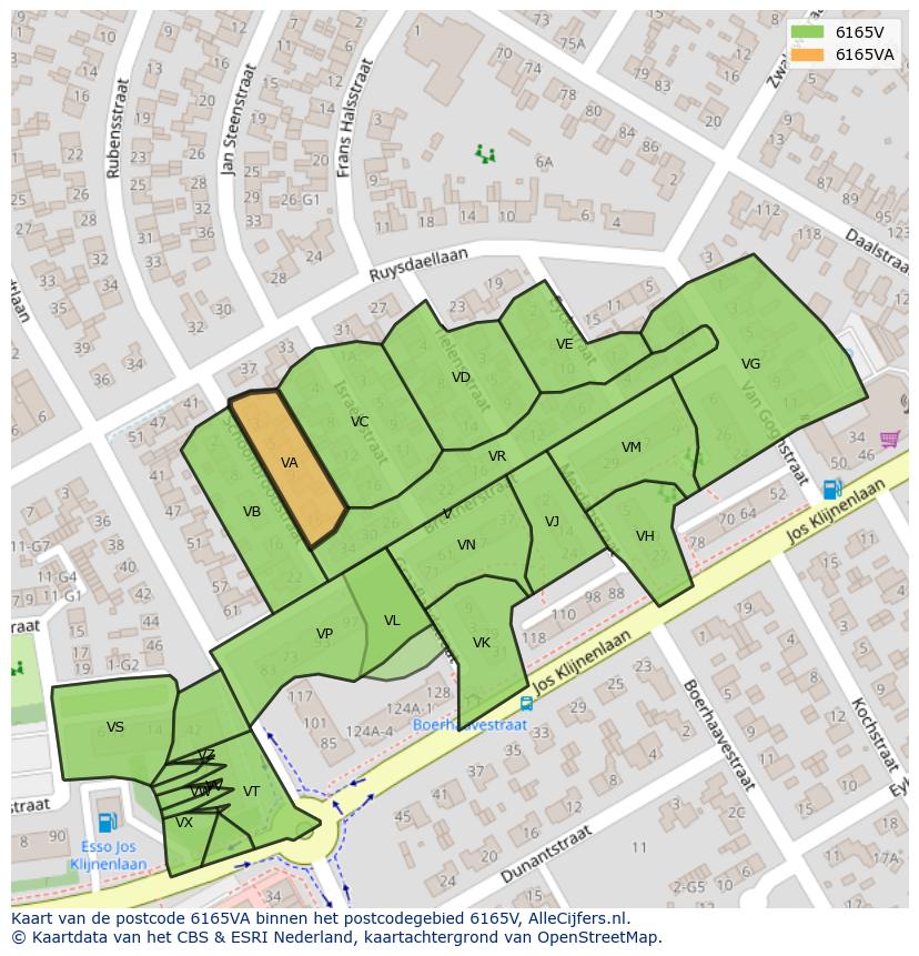 Afbeelding van het postcodegebied 6165 VA op de kaart.