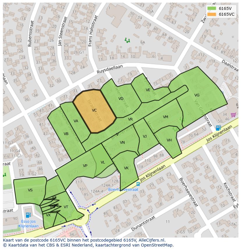 Afbeelding van het postcodegebied 6165 VC op de kaart.