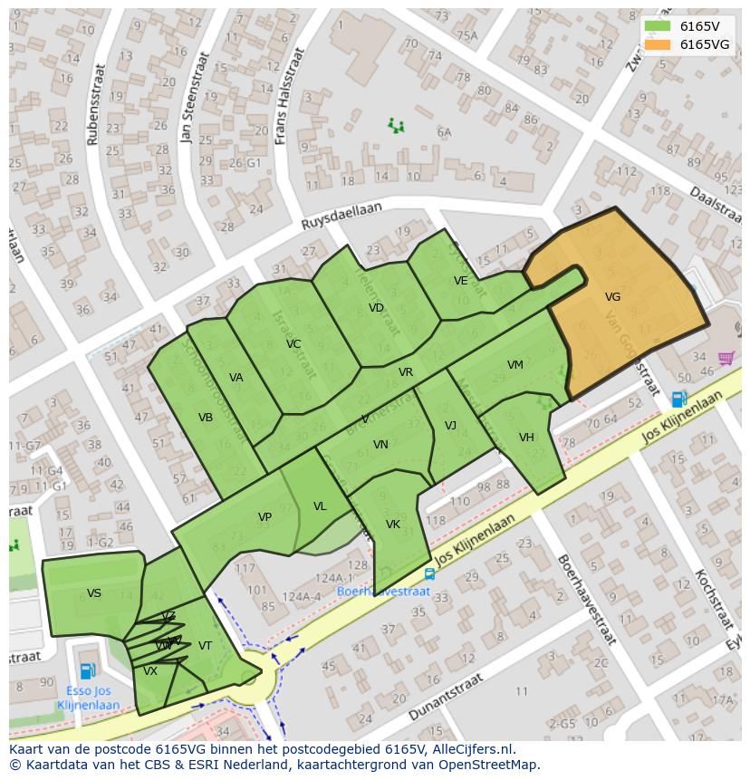 Afbeelding van het postcodegebied 6165 VG op de kaart.