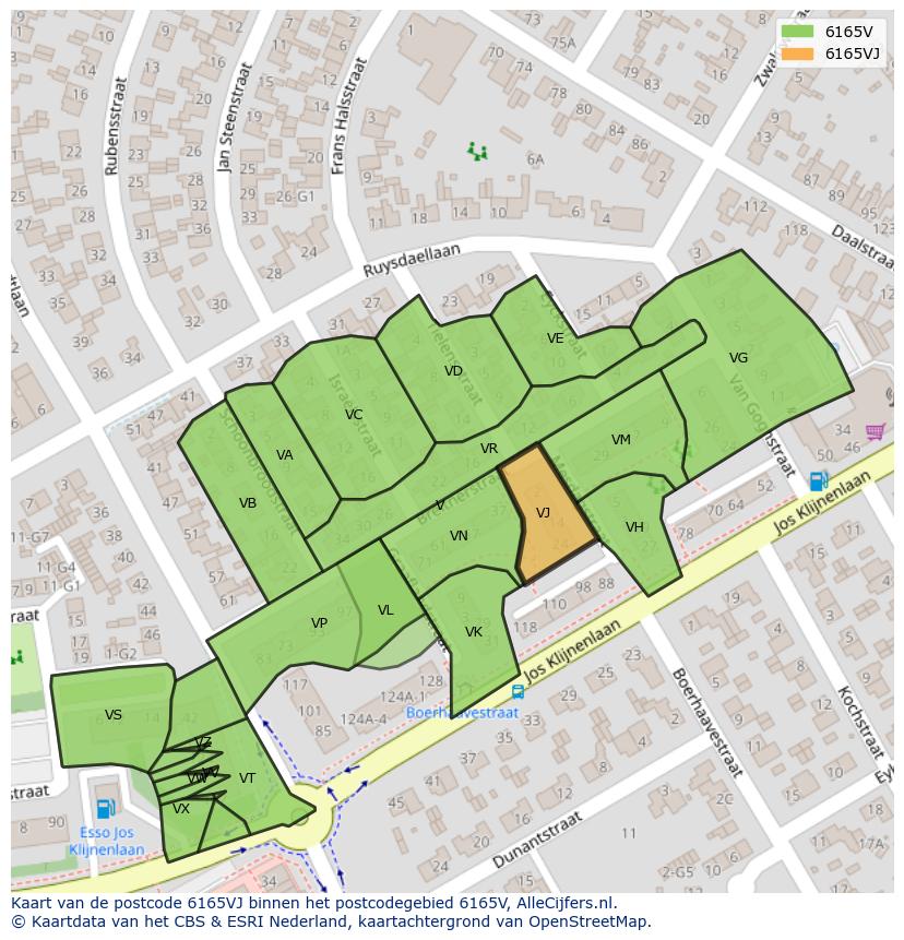 Afbeelding van het postcodegebied 6165 VJ op de kaart.