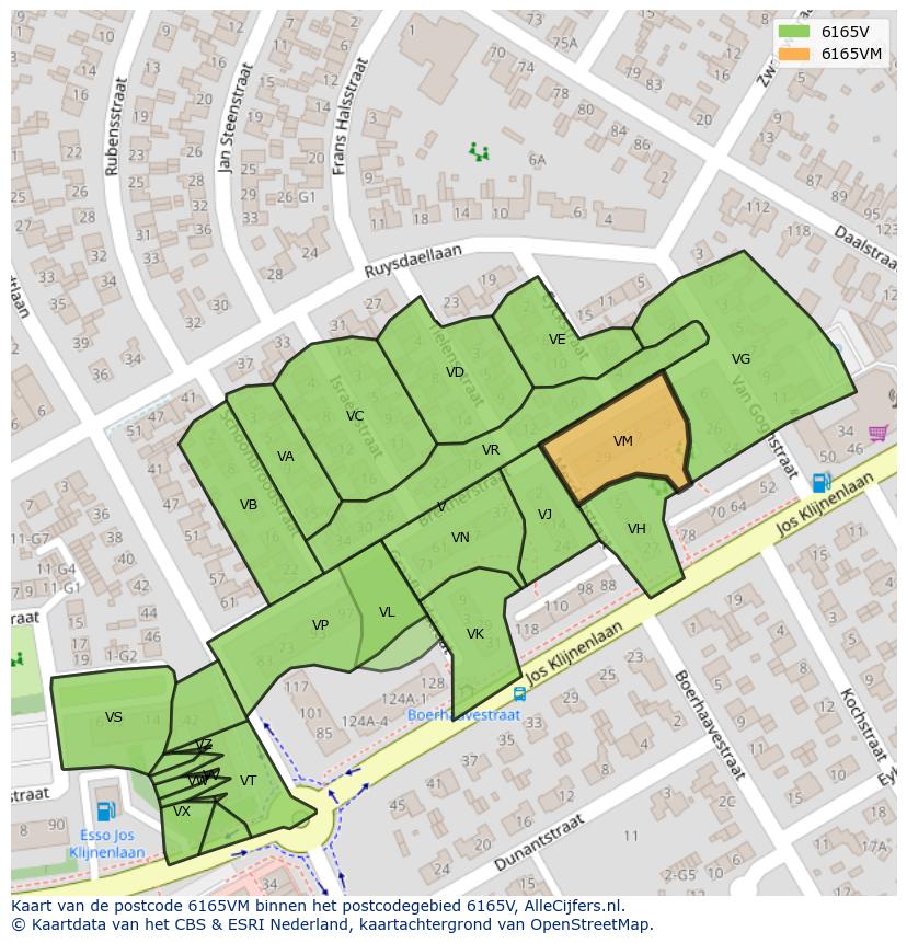 Afbeelding van het postcodegebied 6165 VM op de kaart.