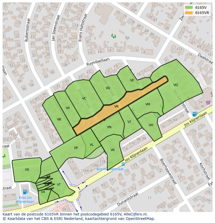 Afbeelding van het postcodegebied 6165 VR op de kaart.
