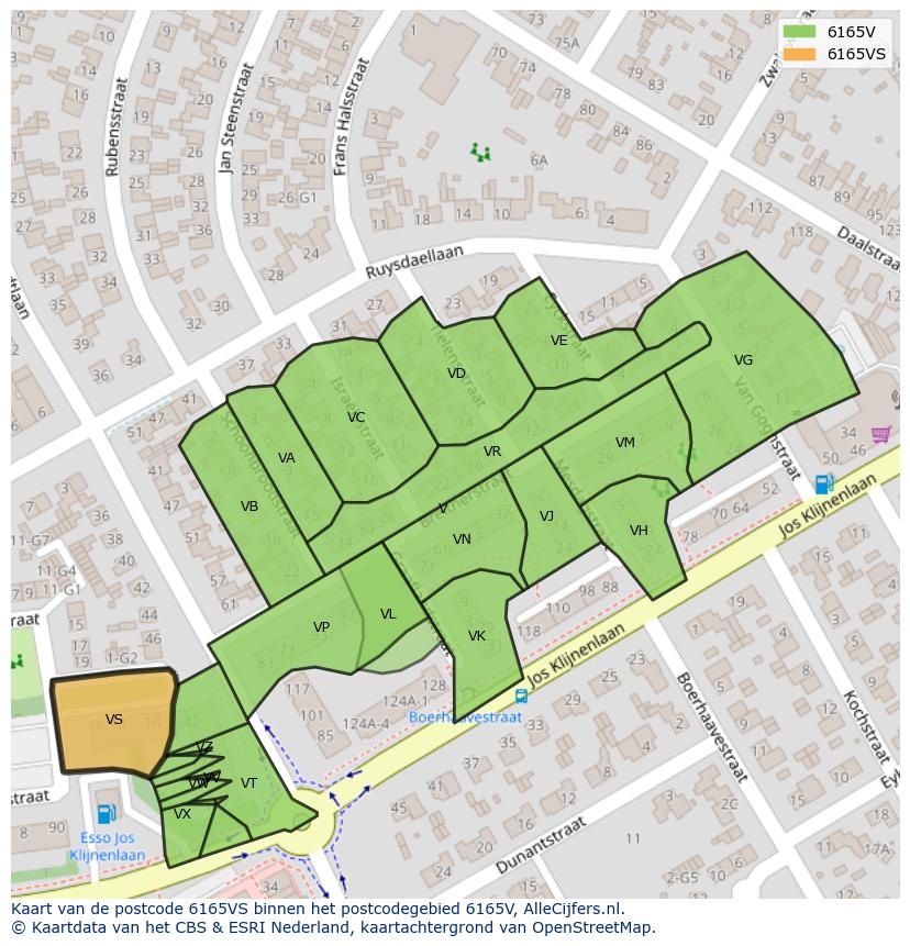 Afbeelding van het postcodegebied 6165 VS op de kaart.