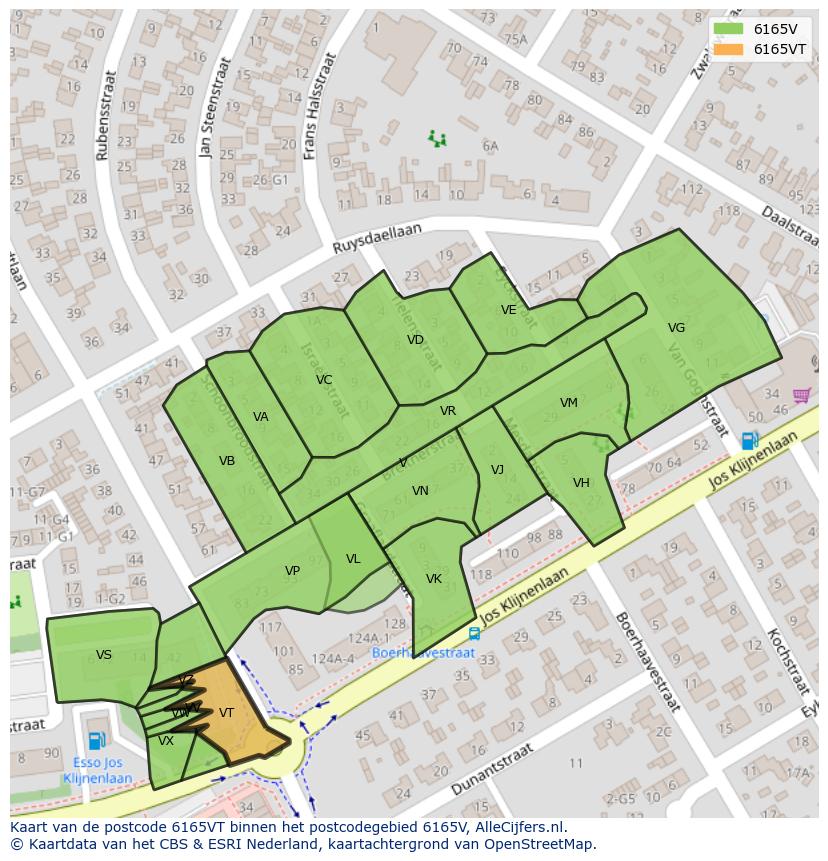 Afbeelding van het postcodegebied 6165 VT op de kaart.