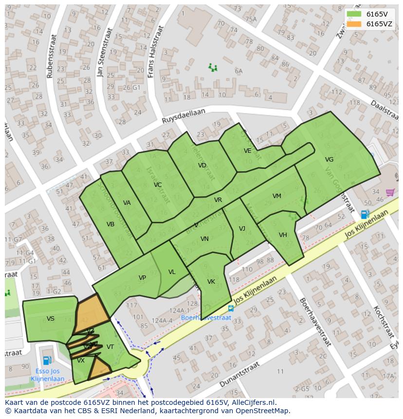 Afbeelding van het postcodegebied 6165 VZ op de kaart.