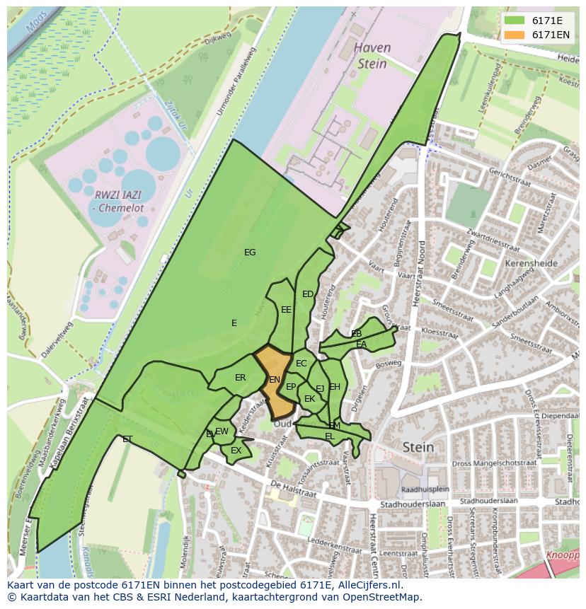 Afbeelding van het postcodegebied 6171 EN op de kaart.