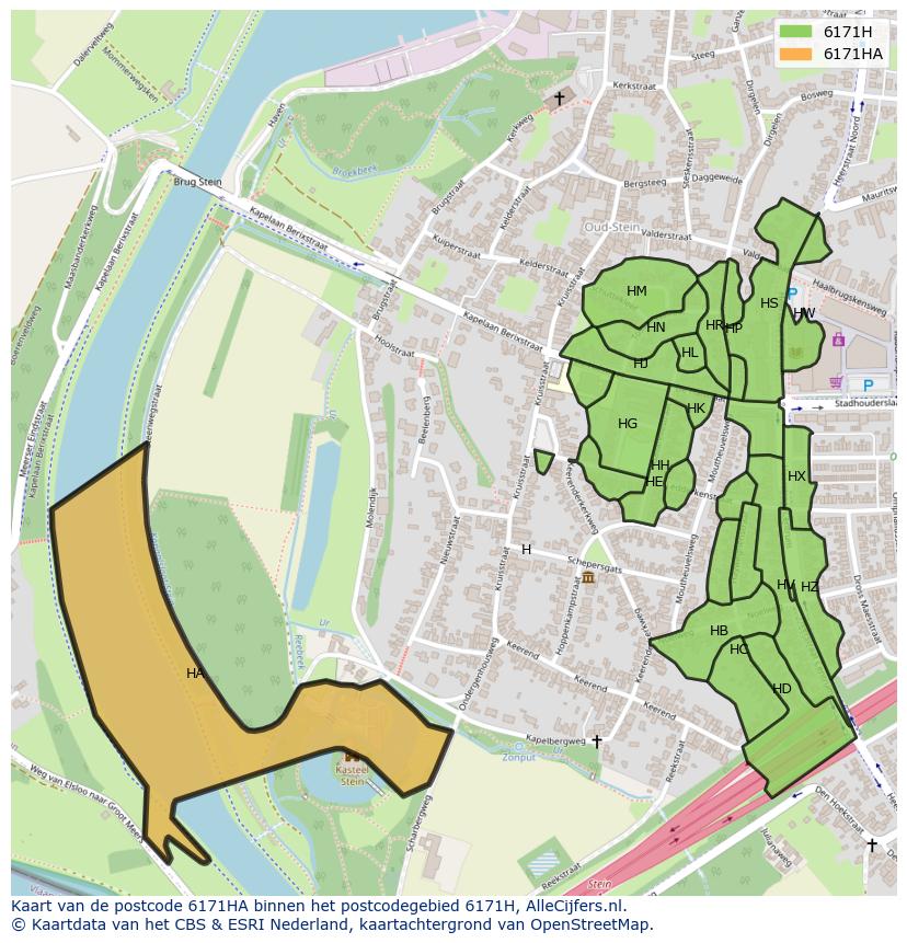 Afbeelding van het postcodegebied 6171 HA op de kaart.