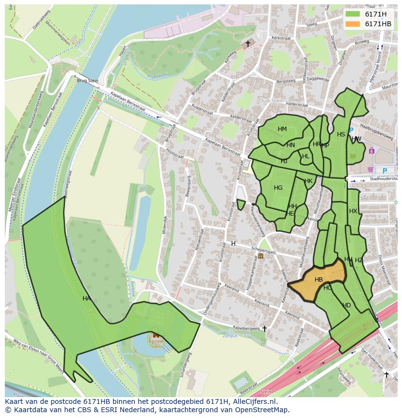 Afbeelding van het postcodegebied 6171 HB op de kaart.