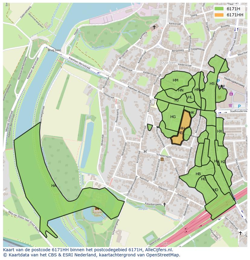 Afbeelding van het postcodegebied 6171 HH op de kaart.