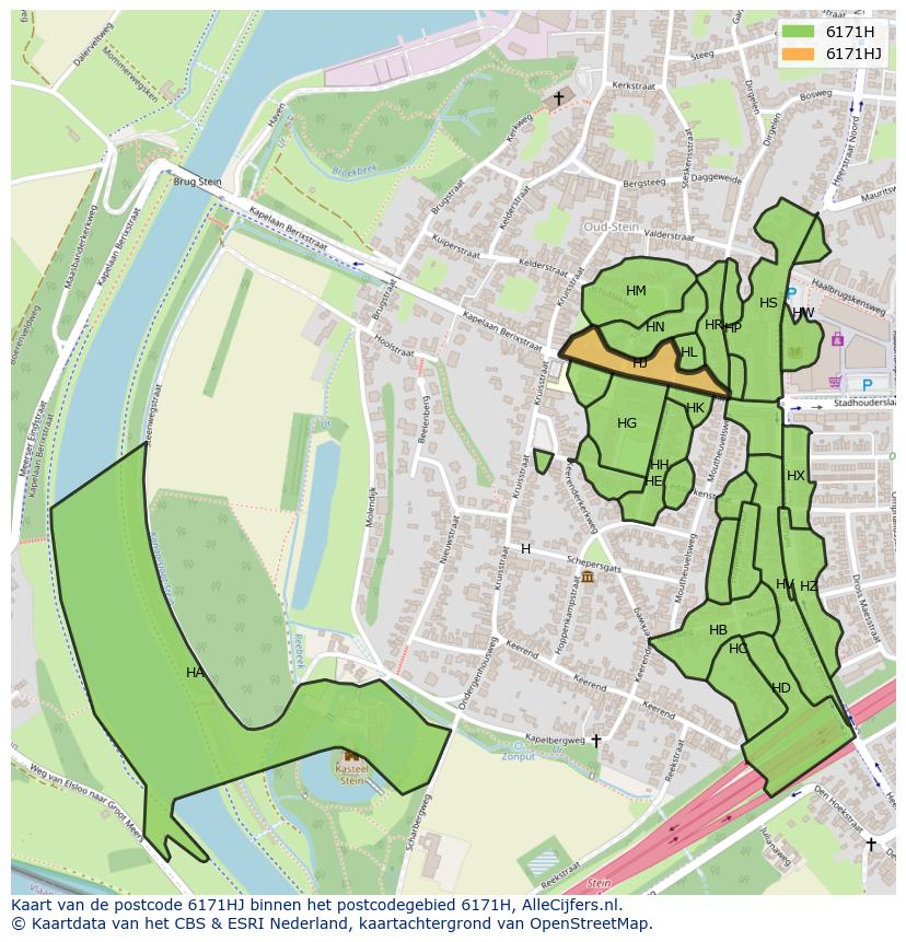 Afbeelding van het postcodegebied 6171 HJ op de kaart.