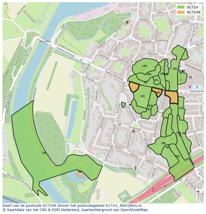Afbeelding van het postcodegebied 6171 HK op de kaart.