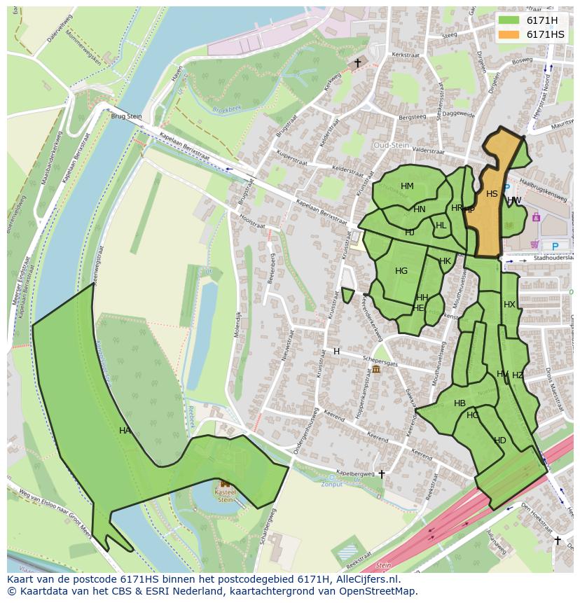 Afbeelding van het postcodegebied 6171 HS op de kaart.