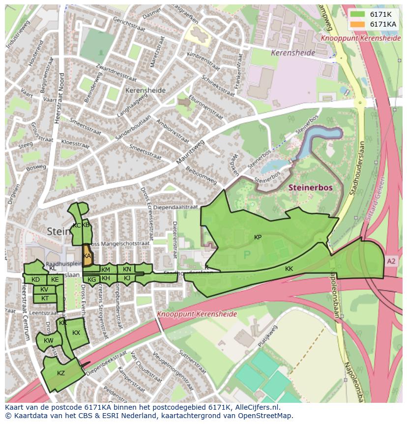 Afbeelding van het postcodegebied 6171 KA op de kaart.
