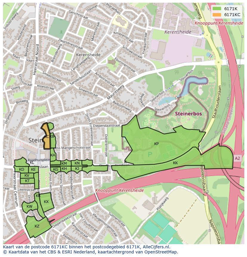 Afbeelding van het postcodegebied 6171 KC op de kaart.