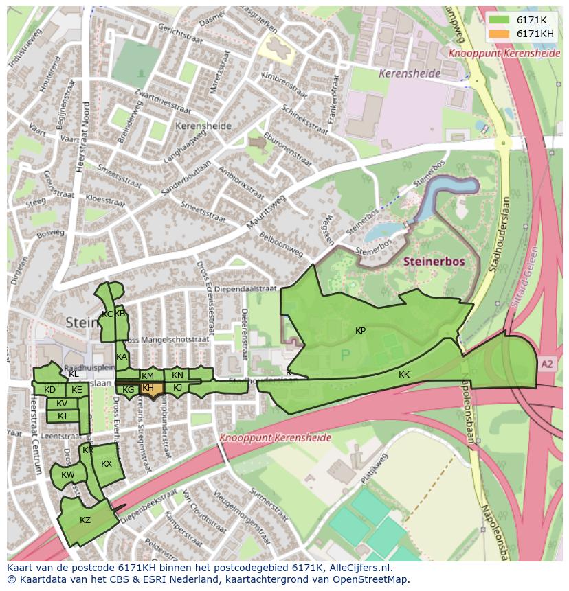 Afbeelding van het postcodegebied 6171 KH op de kaart.