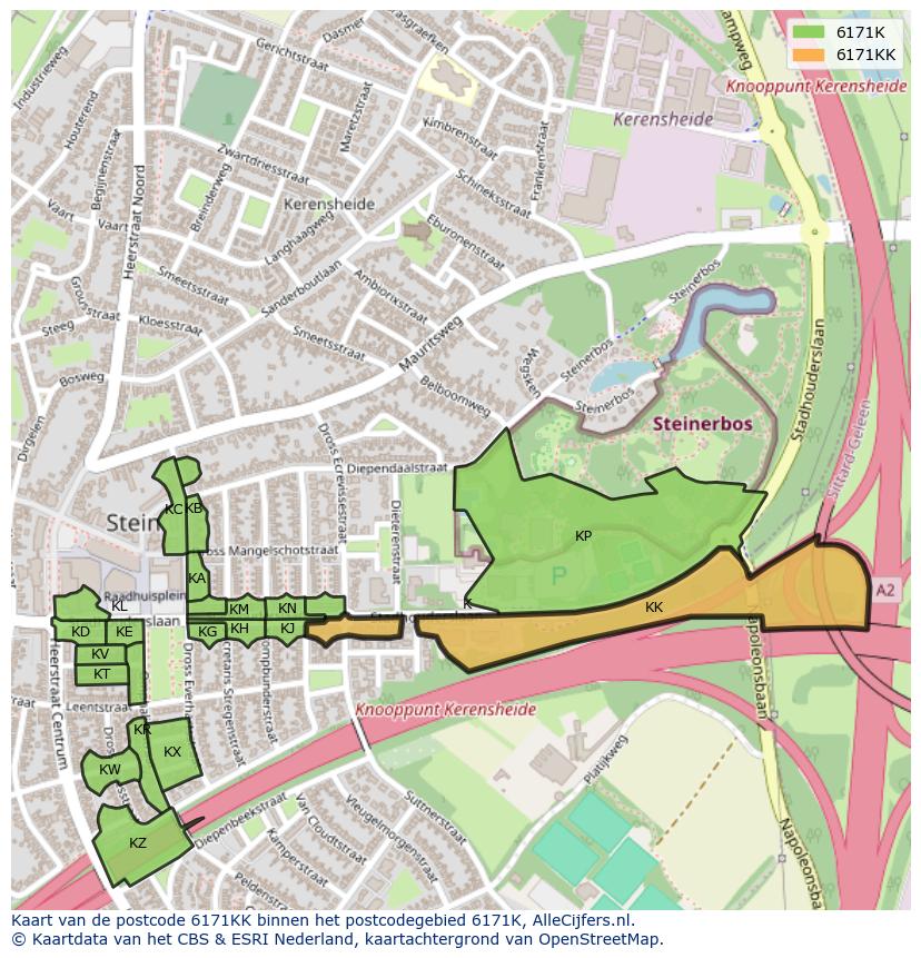 Afbeelding van het postcodegebied 6171 KK op de kaart.
