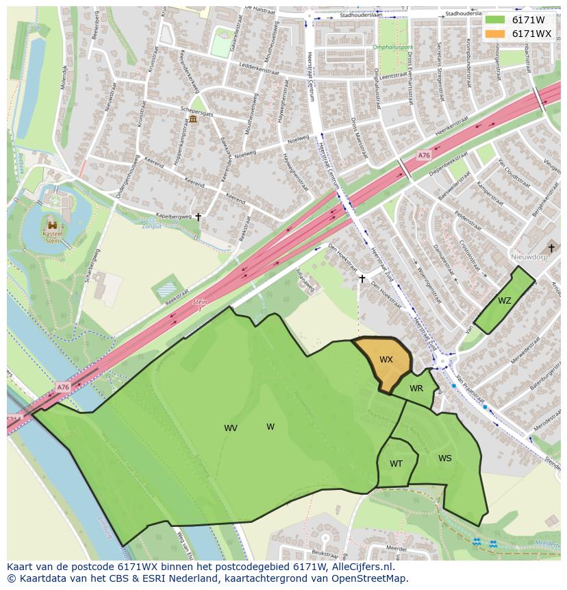Afbeelding van het postcodegebied 6171 WX op de kaart.