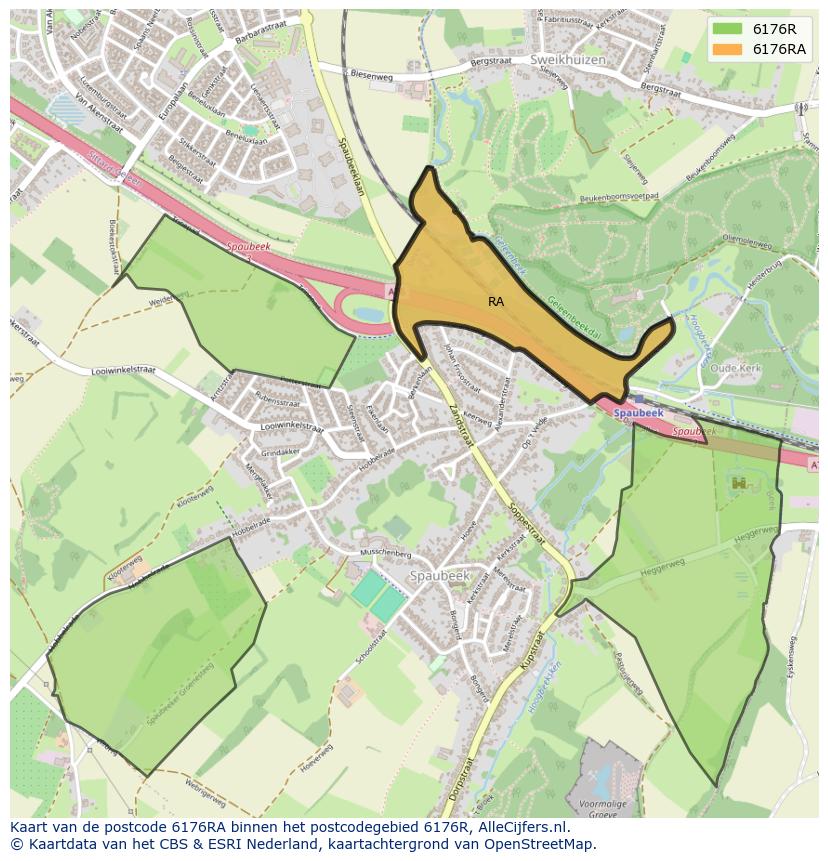 Afbeelding van het postcodegebied 6176 RA op de kaart.