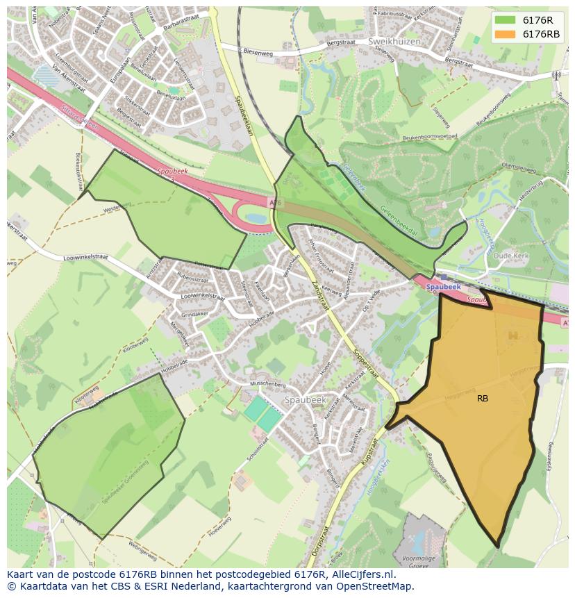 Afbeelding van het postcodegebied 6176 RB op de kaart.