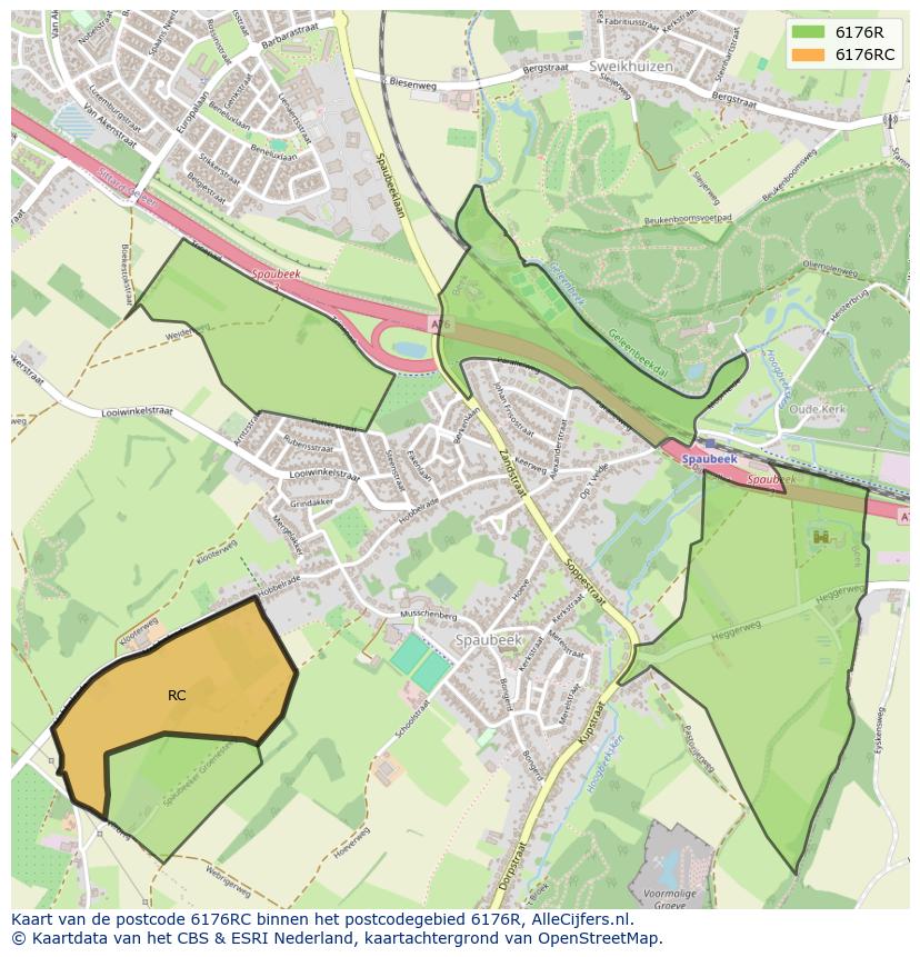 Afbeelding van het postcodegebied 6176 RC op de kaart.