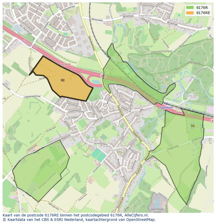 Afbeelding van het postcodegebied 6176 RE op de kaart.