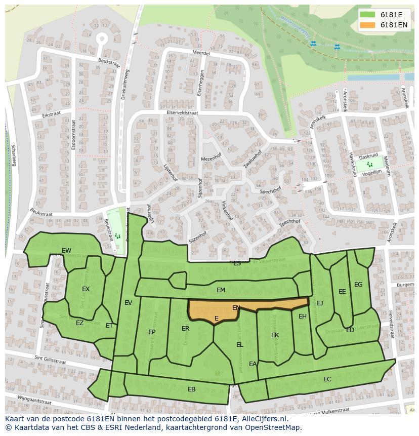 Afbeelding van het postcodegebied 6181 EN op de kaart.