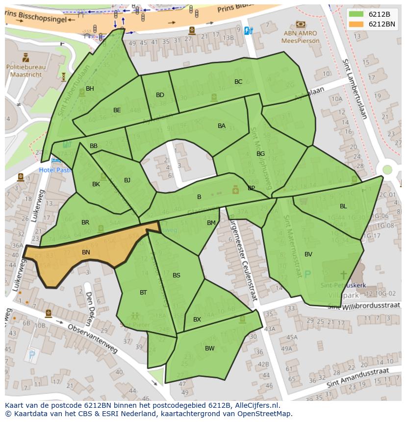 Afbeelding van het postcodegebied 6212 BN op de kaart.