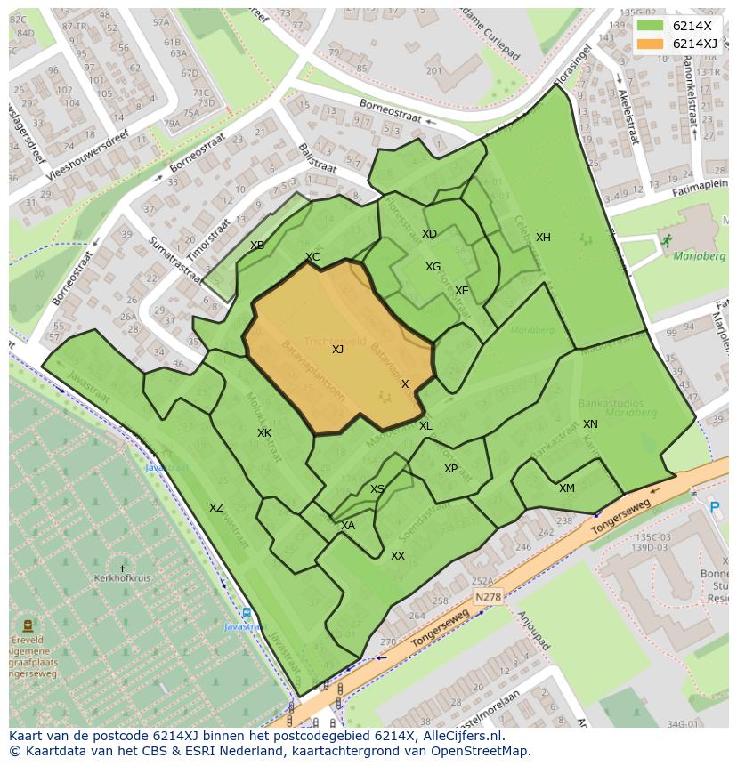 Afbeelding van het postcodegebied 6214 XJ op de kaart.