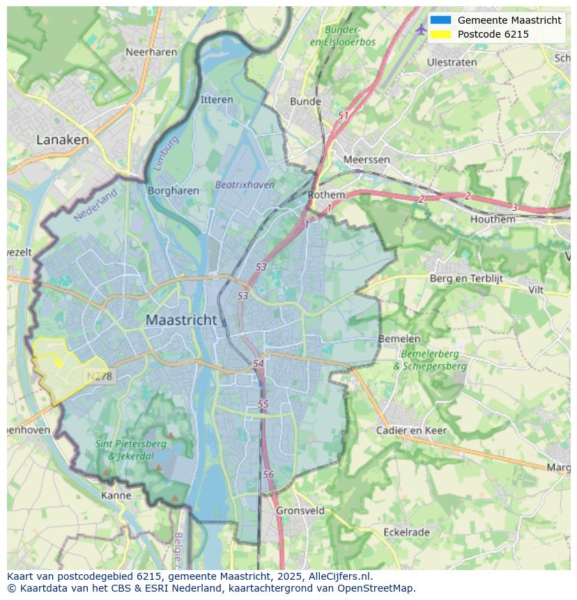 Afbeelding van het postcodegebied 6215 op de kaart.