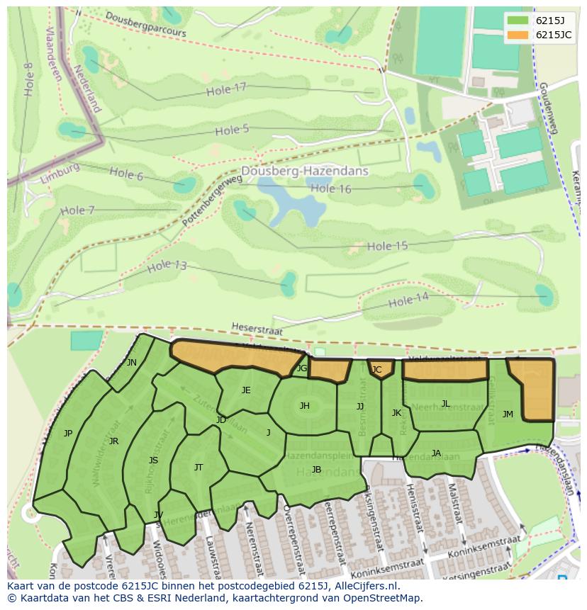 Afbeelding van het postcodegebied 6215 JC op de kaart.