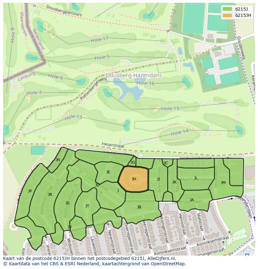 Afbeelding van het postcodegebied 6215 JH op de kaart.