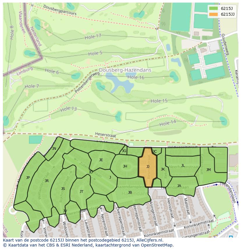 Afbeelding van het postcodegebied 6215 JJ op de kaart.