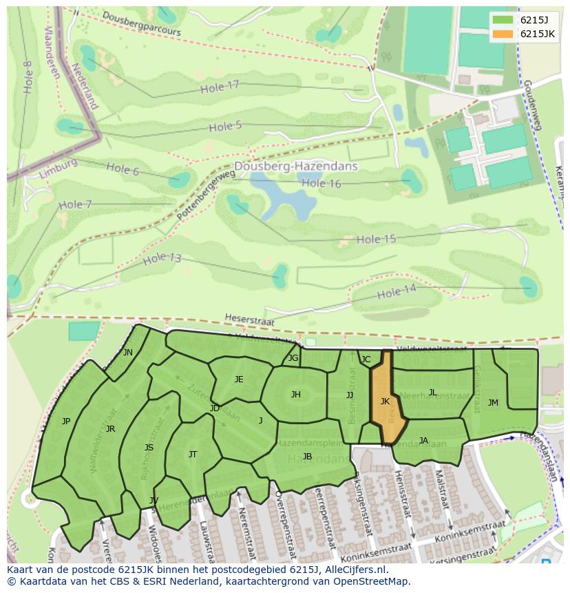 Afbeelding van het postcodegebied 6215 JK op de kaart.