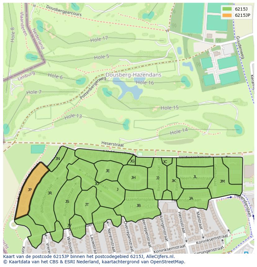 Afbeelding van het postcodegebied 6215 JP op de kaart.