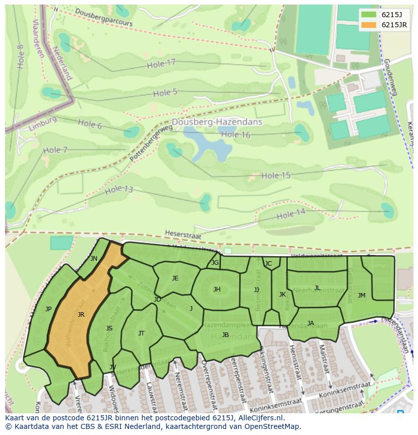 Afbeelding van het postcodegebied 6215 JR op de kaart.