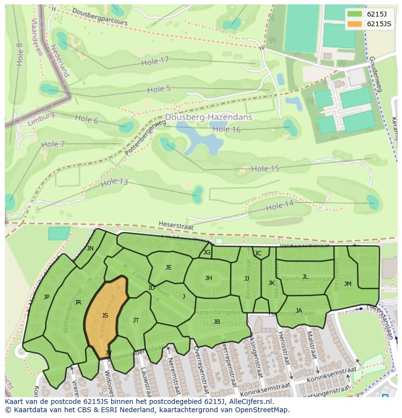 Afbeelding van het postcodegebied 6215 JS op de kaart.