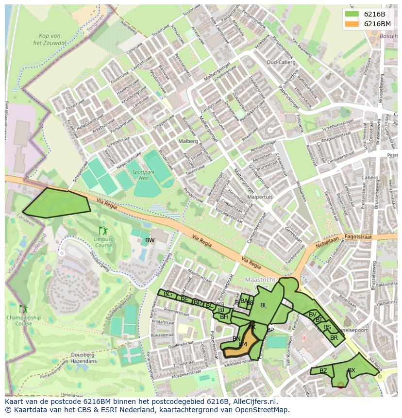 Afbeelding van het postcodegebied 6216 BM op de kaart.