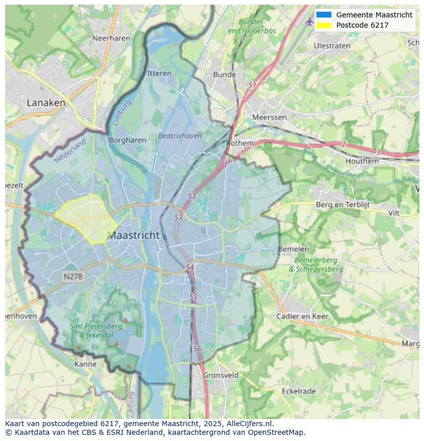 Afbeelding van het postcodegebied 6217 op de kaart.